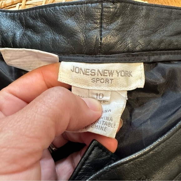 Jones New York Vintage Leather Pants Womens 10 Black - Picture 5 of 6